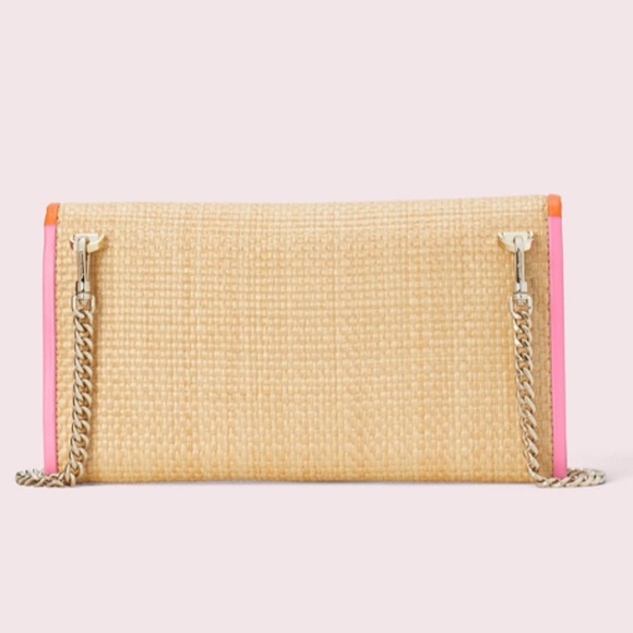 RARE🔥Authentic Kate Spade Straw/Leather Clutch/Crossbody with card case set - Picture 6 of 8